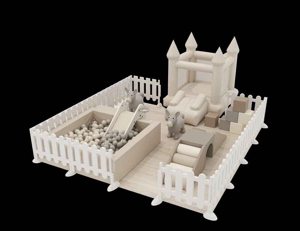 Visualisation of the 4x4m soft play set, angled view
