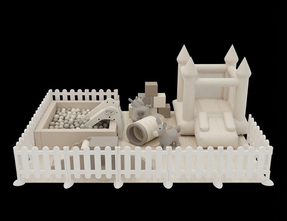 Visualisation of the soft play set viewed from the front